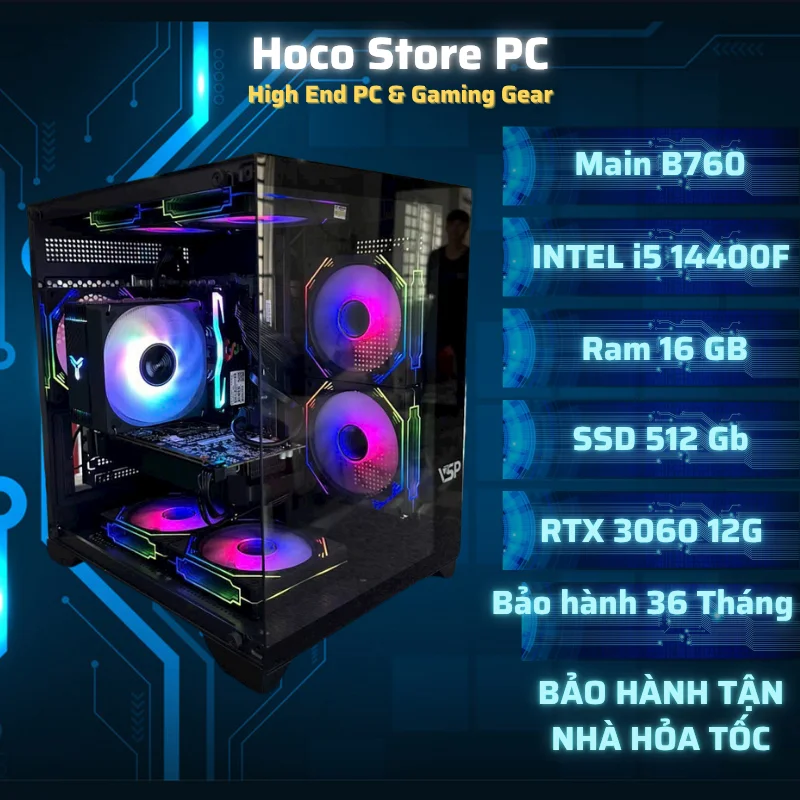 PC Gaming HCS I5 14400F RAM 16G RTX 3060 12G SSD 512GB
