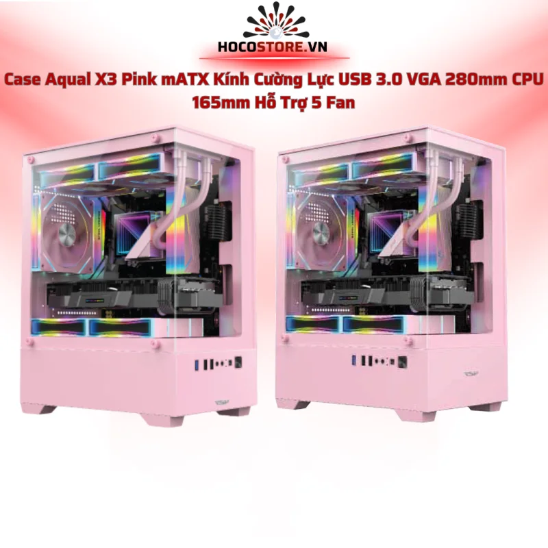 Case Máy Tính Aqual X3 Hồng | HOCO STORE PC