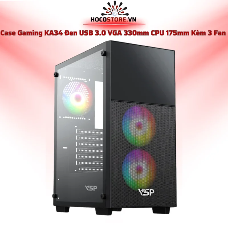 Case Máy Tính Gaming KA34 + 3 Fan | HOCO STORE PC