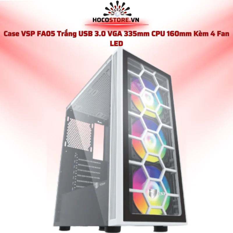 Case Máy Tính VSP Gaming FA05 Trắng 4 Fan LED | HOCO STORE PC