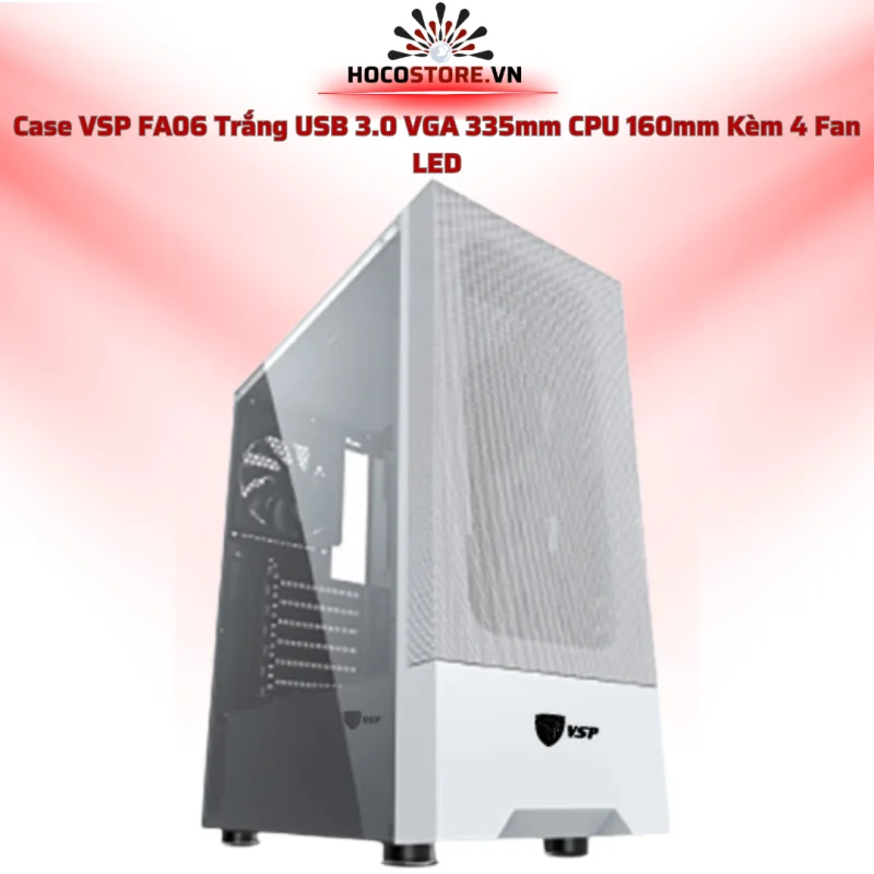 Case Máy Tính VSP Gaming FA06 Trắng + 4 Fan LED | HOCO STORE PC
