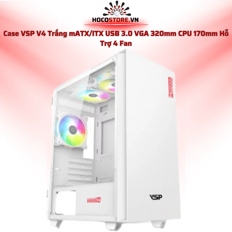 Case máy tính VSP V4 Trắng | HOCO STORE PC