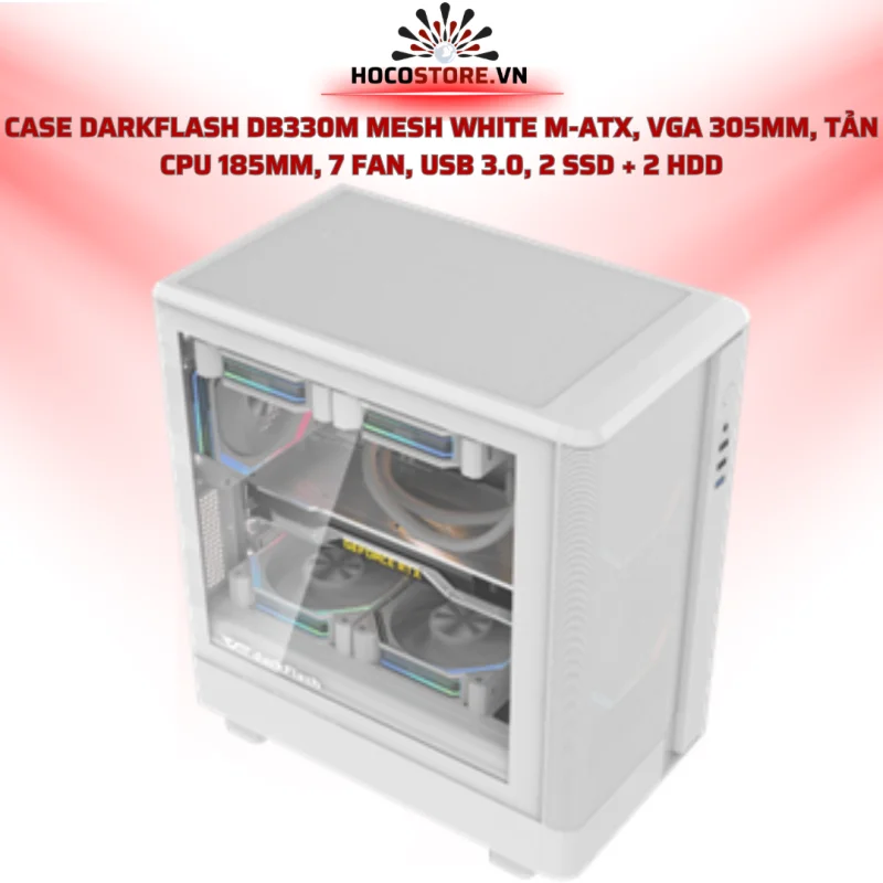 CASE MÁY TÍNH DARKFLASH DB330M WHITE (Full M-ATX) | HOCO STORE PC