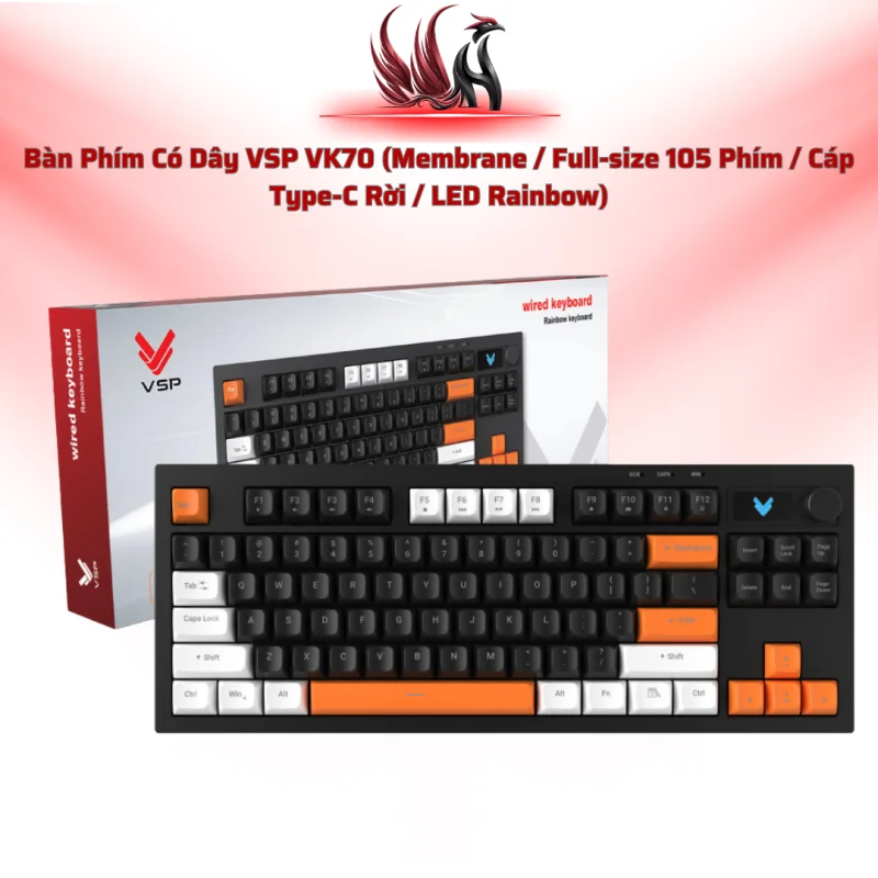 Bàn Phím VSP VK70 Rainbow LED, 105 Phím, Có Núm Volume | HOCO STORE PC