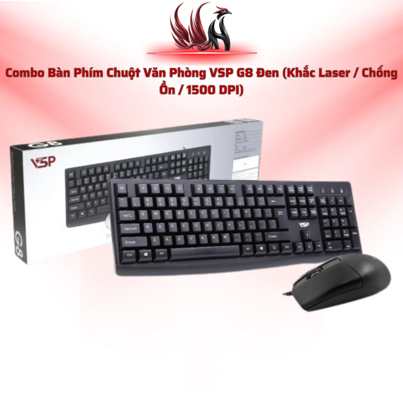 Bộ Bàn Phím Chuột VSP G8 USB 104 Phím, 1500 DPI Văn Phòng | HOCO STORE PC