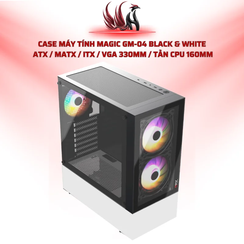 Case Máy Tính MAGIC GM-04 Black & White  ATX / MATX / ITX / VGA 330mm / Tản CPU 160mm | HOCO STORE PC