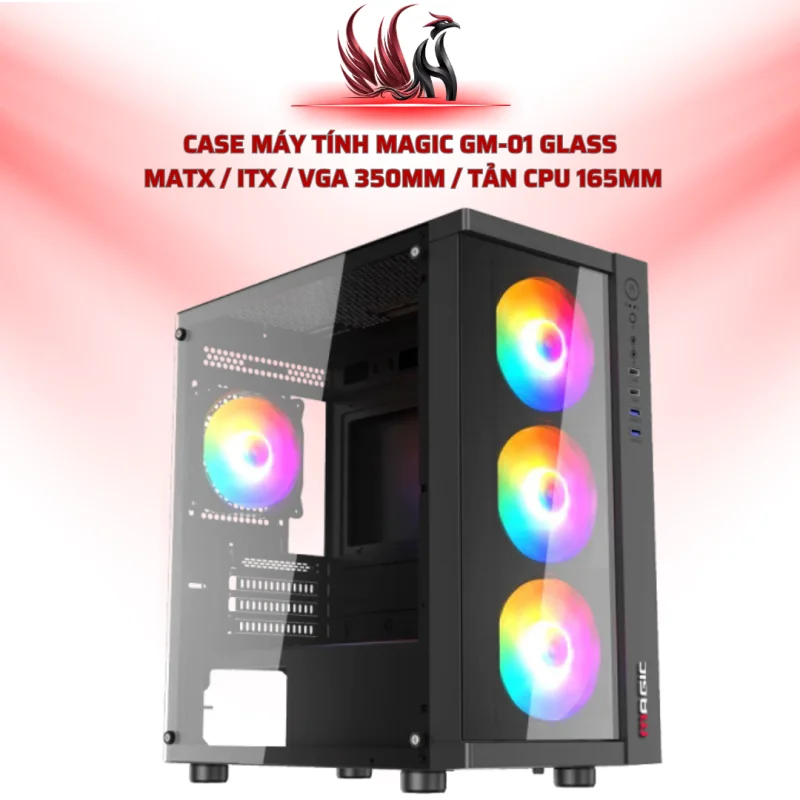 Case Máy Tính MAGIC GM-01 Glass  MATX / ITX / VGA 350mm / Tản CPU 165mm | HOCO STORE PC 