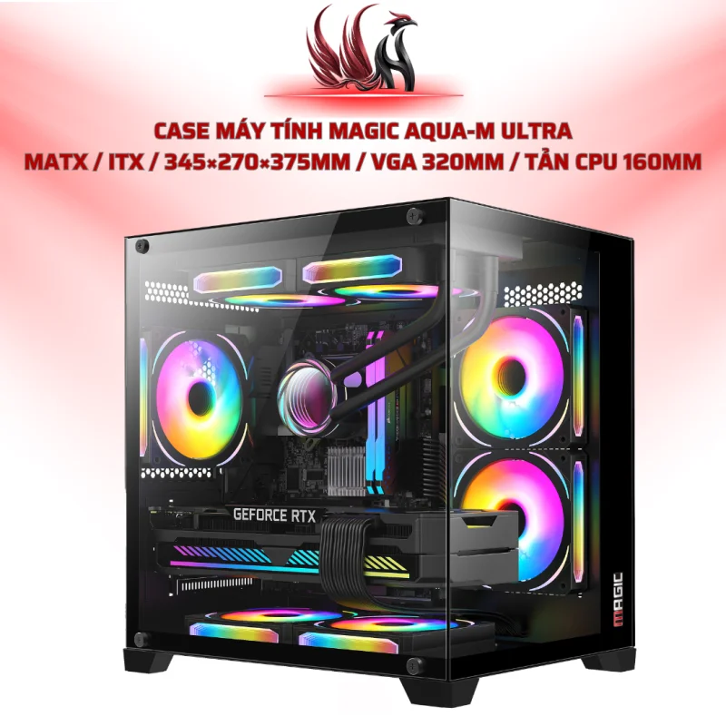 Case Máy Tính MAGIC AQUA-M ULTRA MATX / ITX / 345×270×375mm / VGA 320mm / Tản CPU 160mm | HOCO STORE PC