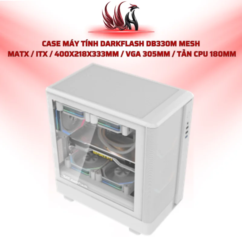 Case Máy Tính Darkflash DB330M Mesh  MATX / ITX / 400x218x333mm / VGA 305mm / Tản CPU 180mm | HOCO STORE PC