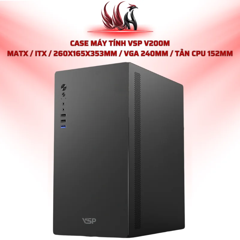 Case Máy Tính VSP V200M  MATX / ITX / 260x165x353mm / VGA 240mm / Tản CPU 152mm  | HOCO STORE PC