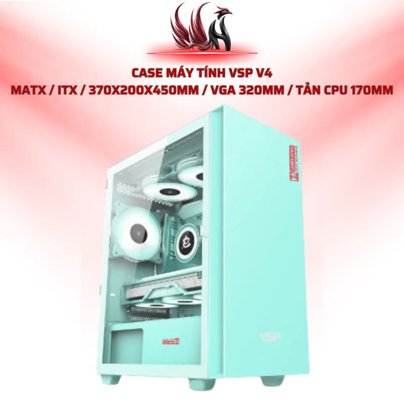 Case Máy Tính VSP V4 MATX / ITX / 370x200x450mm / VGA 320mm / Tản CPU 170mm | HOCO STORE PC