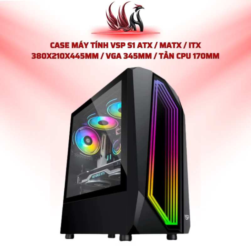 Case Máy Tính VSP S1 ATX / MATX / ITX 380x210x445mm / VGA 345mm / Tản CPU 170mm | HOCO STORE PC