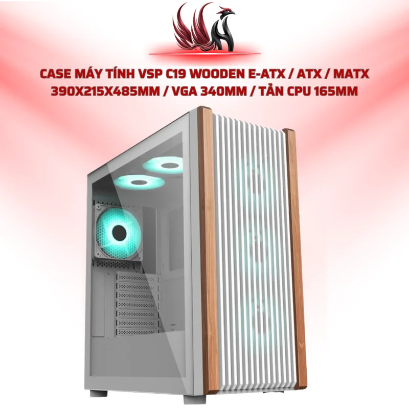 Case Máy Tính VSP C19 Wooden E-ATX / ATX / MATX 390x215x485mm / VGA 340mm / Tản CPU 165mm | HOCO STORE PC 
