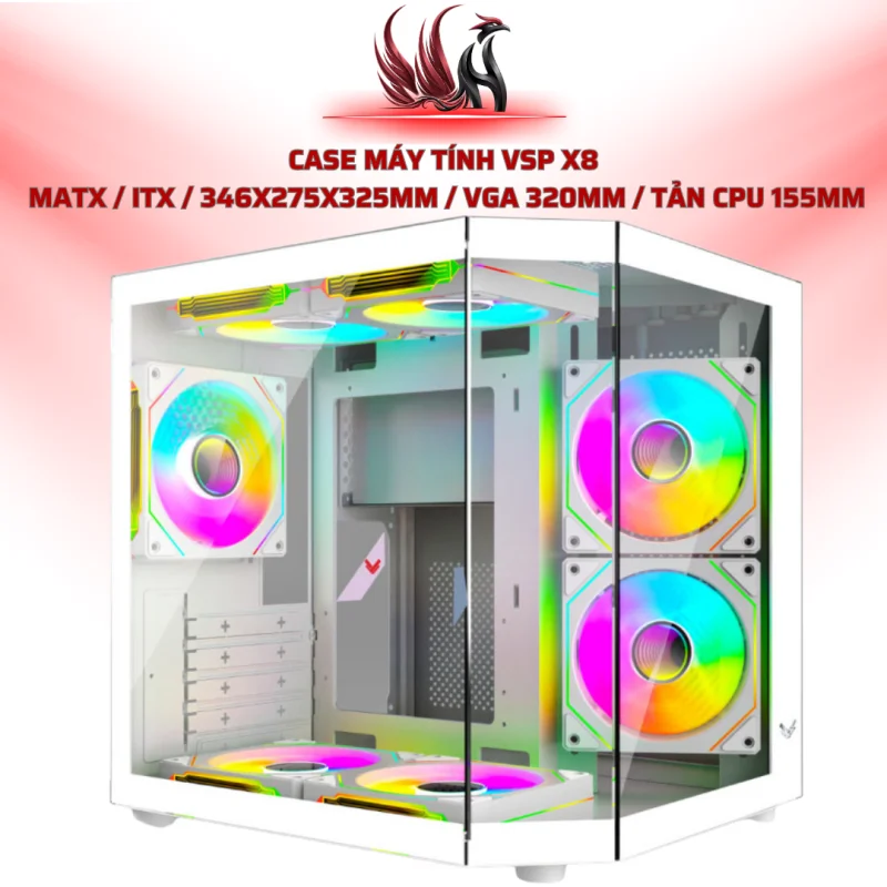 Case Máy Tính VSP X8  MATX / ITX / 346x275x325mm / VGA 320mm / Tản CPU 155mm | HOCO STORE PC