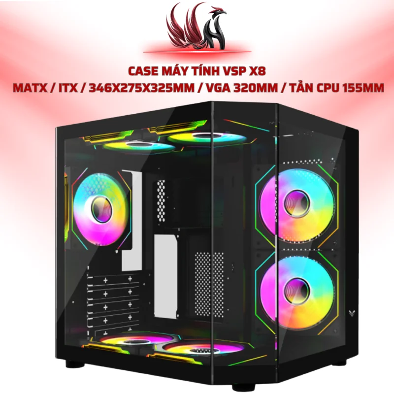 Case Máy Tính VSP X8  MATX / ITX / 346x275x325mm / VGA 320mm / Tản CPU 155mm | HOCO STORE PC
