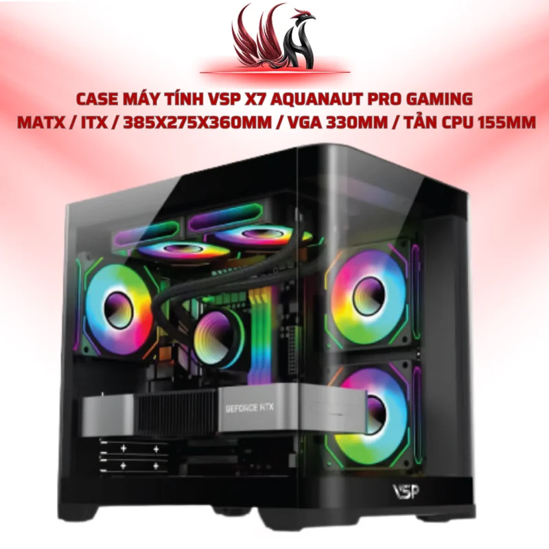 Case Máy Tính VSP X7 Aquanaut Pro Gaming  MATX / ITX / 385x275x360mm / VGA 330mm / Tản CPU 155mm | HOCO STORE PC