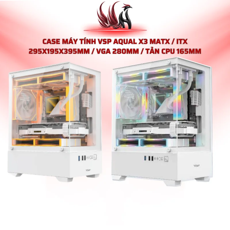 Case Máy Tính VSP Aqual X3 MATX / ITX 295x195x395mm / VGA 280mm / Tản CPU 165mm | HOCO STORE PC