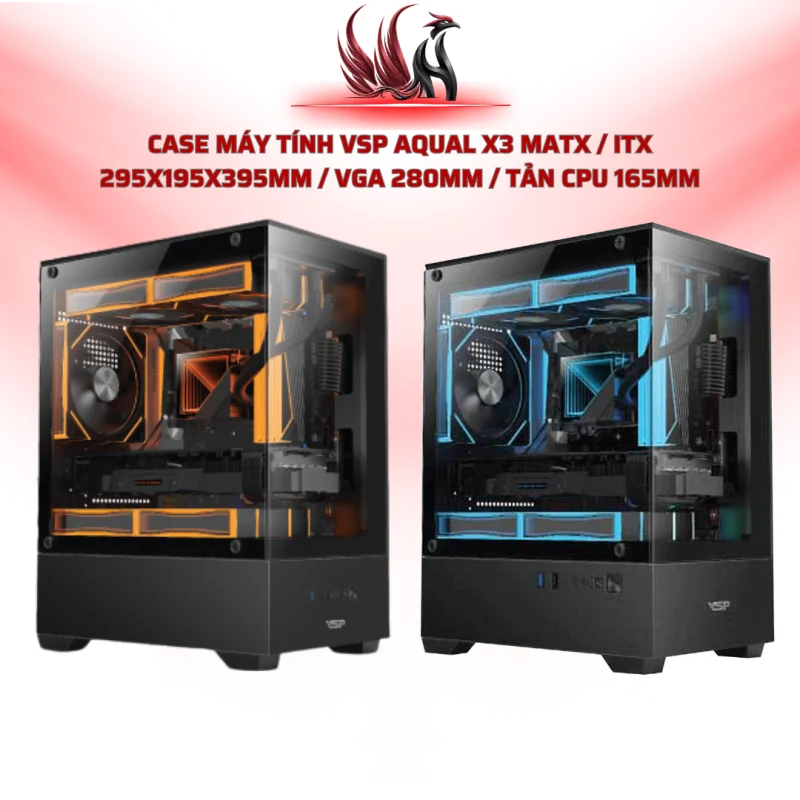Case Máy Tính VSP Aqual X3 MATX / ITX 295x195x395mm / VGA 280mm / Tản CPU 165mm | HOCO STORE PC