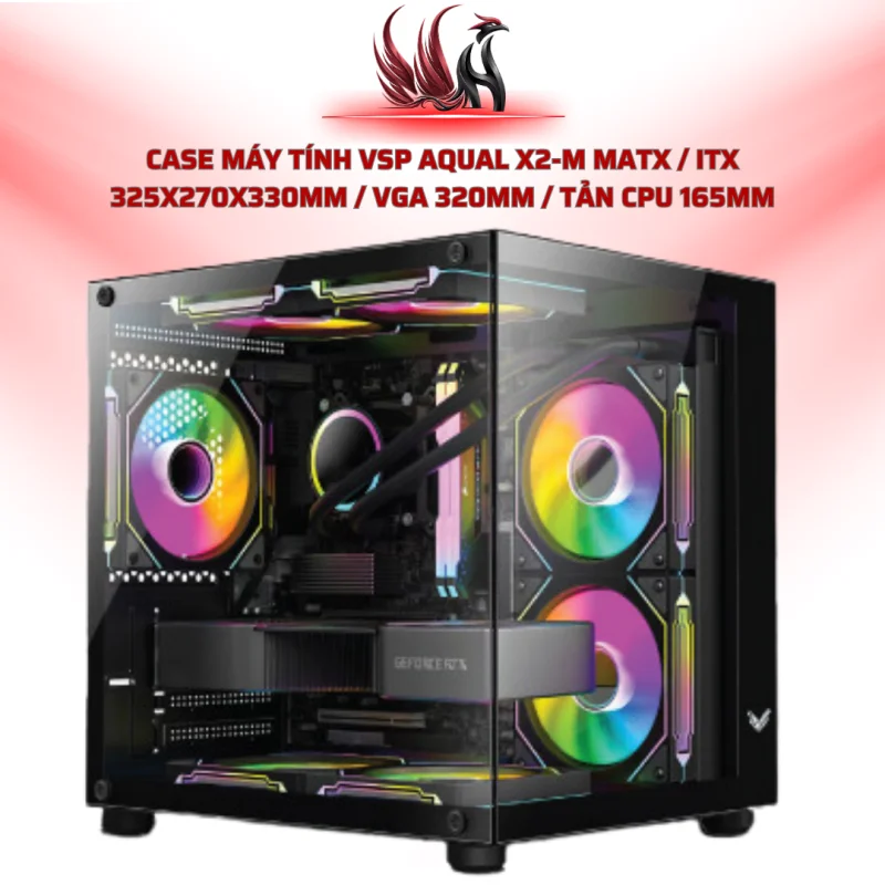Case Máy Tính vsp Aqual X2-M MATX / ITX 325x270x330mm / VGA 320mm / Tản CPU 165mm | HOCO STORE PC