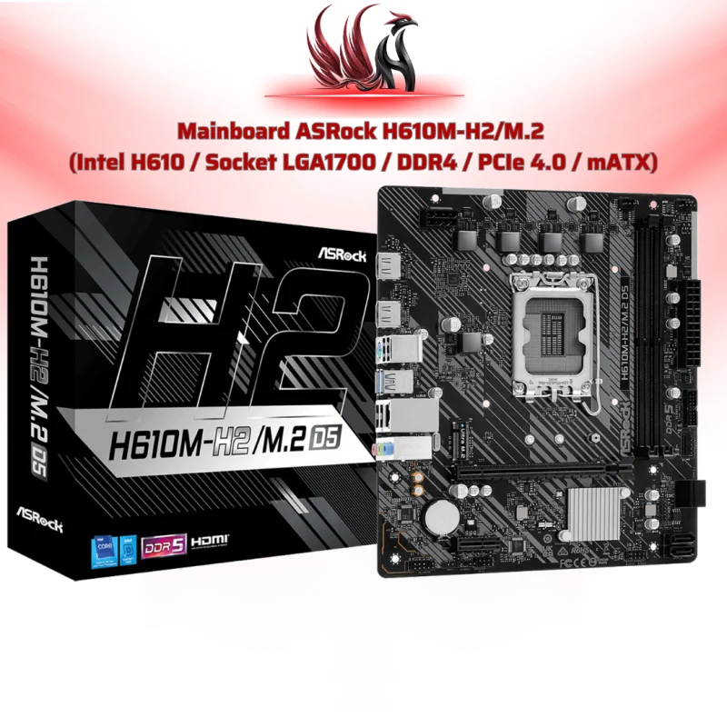 Mainboard ASRock H610M-H2/M.2 Intel H610 LGA 1700 DDR4 Micro-ATX – Bo Mạch Chủ Giá Tốt Cho Intel Gen 12/13/14 | HOCO STORE PC