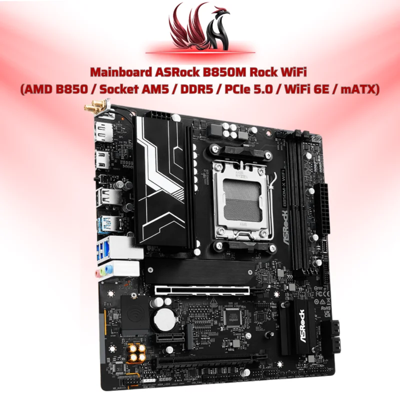 Mainboard ASRock B850M Rock WiFi AMD B850 AM5 DDR5 Micro-ATX – Bo Mạch Chủ Gaming Rock Stable Có WiFi 6E | HOCO STORE PC
