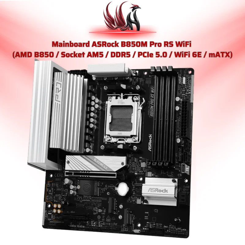 Mainboard ASRock B850M Pro RS WiFi AMD B850 AM5 DDR5 Micro-ATX – Bo Mạch Chủ Gaming Thế Hệ Mới Có WiFi 6E | HOCO STORE PC