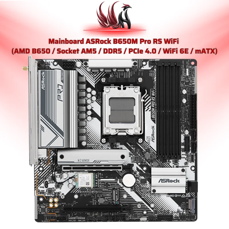 Mainboard ASRock B650M Pro RS WiFi AMD B650 AM5 DDR5 Micro-ATX – Bo Mạch Chủ Gaming Có WiFi 6 Hiệu Năng Cao | HOCO STORE PC
