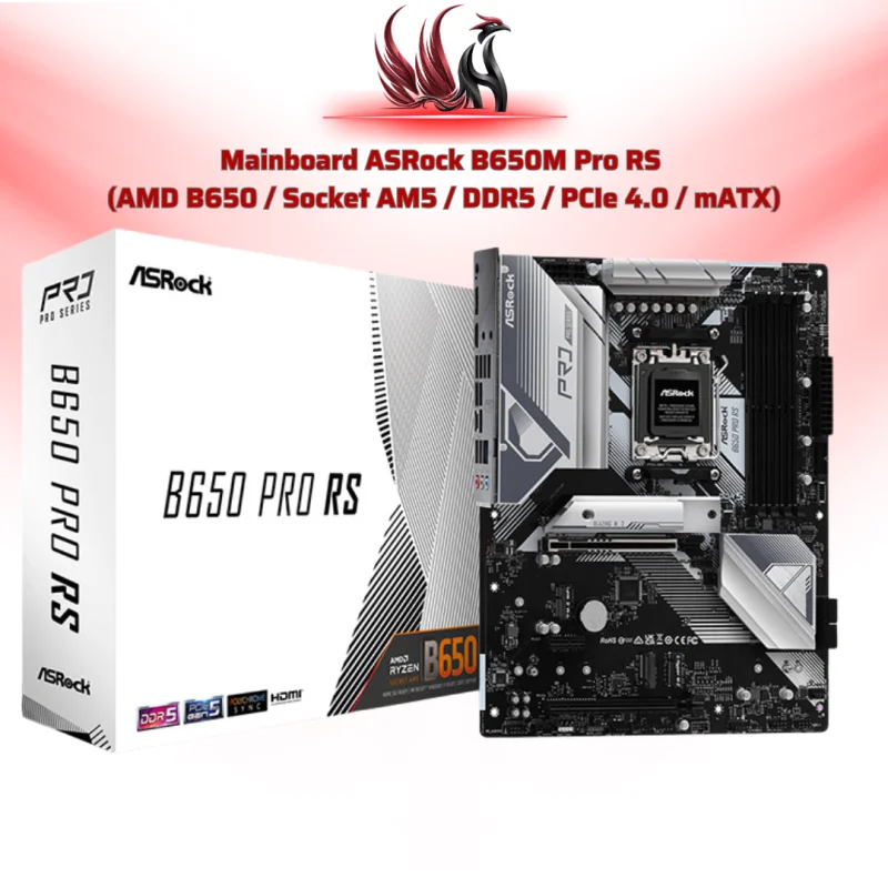 Mainboard ASRock B650M Pro RS AMD B650 AM5 DDR5 Micro-ATX – Bo Mạch Chủ Ryzen 7000 Gaming Hiệu Năng Cao | HOCO STORE PC