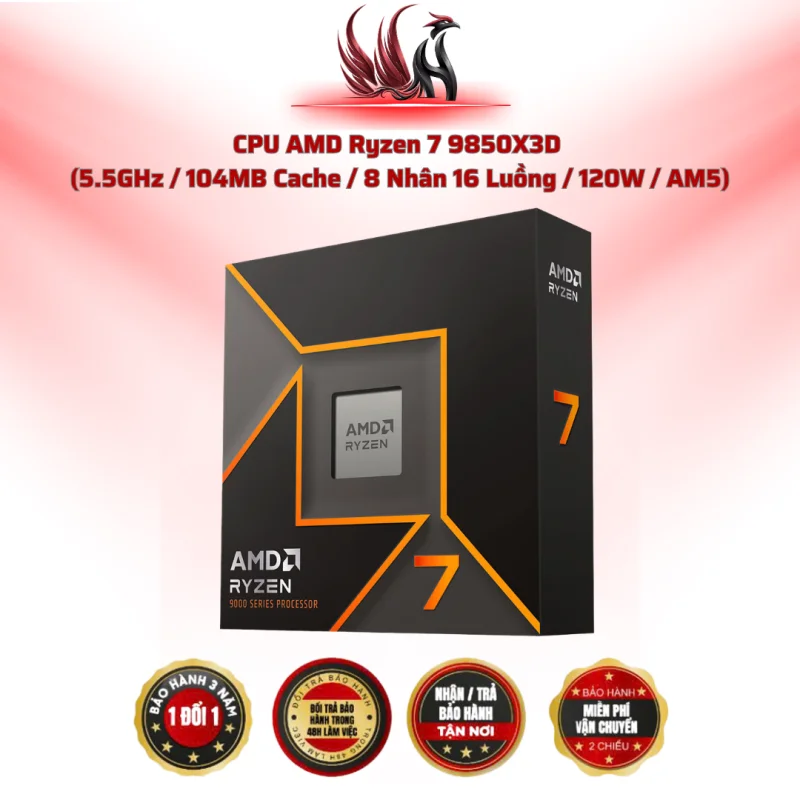 CPU AMD Ryzen 7 9850X3D 8C/16T 5.5GHz 104MB Cache AM5 | HOCO STORE PC