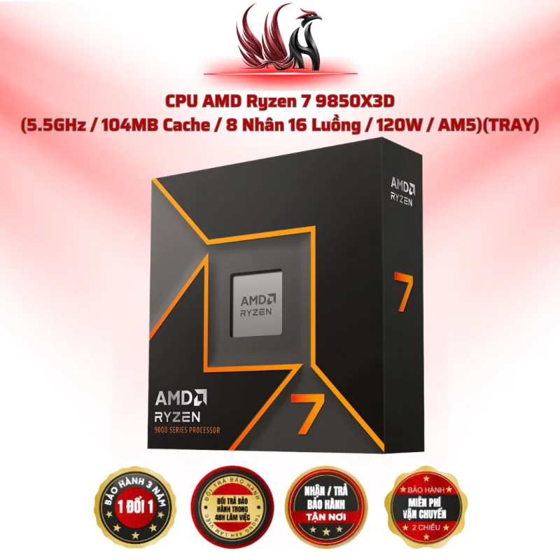 CPU AMD Ryzen 7 9850X3D 8C/16T 5.5GHz Cache 104MB AM5 | HOCO STORE PC