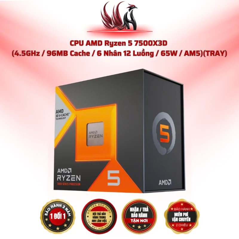 CPU AMD Ryzen 5 7500X3D 6C/12T 96MB Cache AM5 DDR5 TRAY | HOCO STORE PC