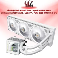 Tản Nhiệt Nước ASRock Steel Legend 360 LCD ARGB – AIO 360mm Màn Hình LCD Cao Cấp | HOCO STORE PC