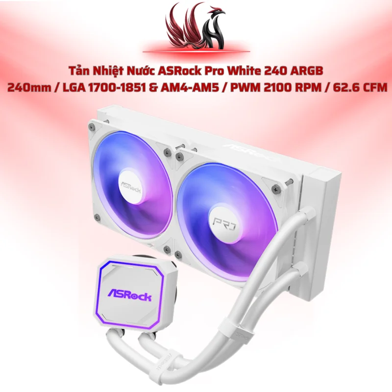 Tản Nhiệt Nước ASRock Pro White 240 ARGB – AIO 240mm Màu Trắng Cho Gaming PC | HOCO STORE PC