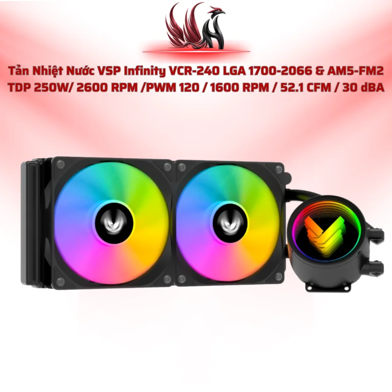 Tản Nhiệt Nước VSP VCR-240 Black ARGB 240MM – Hiệu Năng Ổn Định Cho Gaming PC | HOCO STORE PC