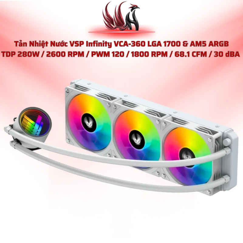 Tản Nhiệt Nước VSP Argos VCA-360 White ARGB 360MM – White Build Gaming Hiệu Năng Cao | HOCO STORE PC