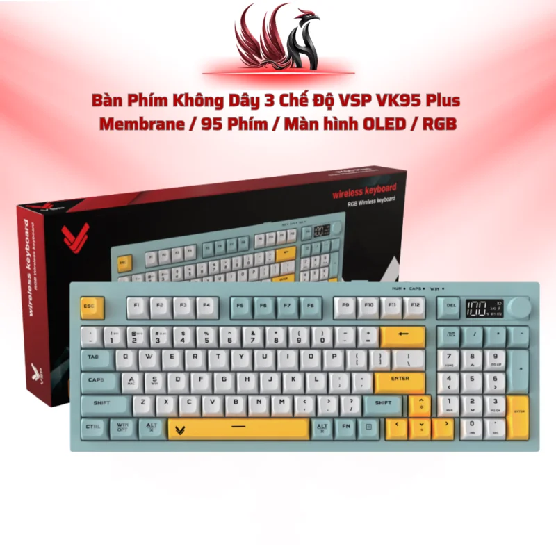 Bàn Phím Không Dây 3 Chế Độ VSP VK95 Plus  Membrane / 95 Phím / Màn hình OLED / RGB | HOCO STORE PC