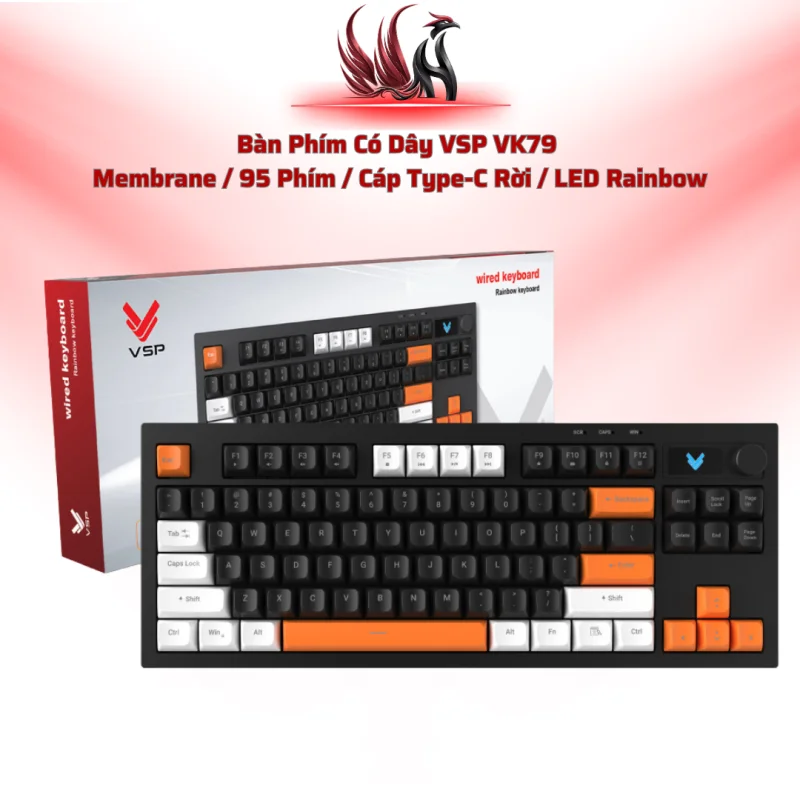 Bàn Phím Có Dây VSP VK79  Membrane / 95 Phím / Cáp Type-C Rời / LED Rainbow | HOCO STORE PC