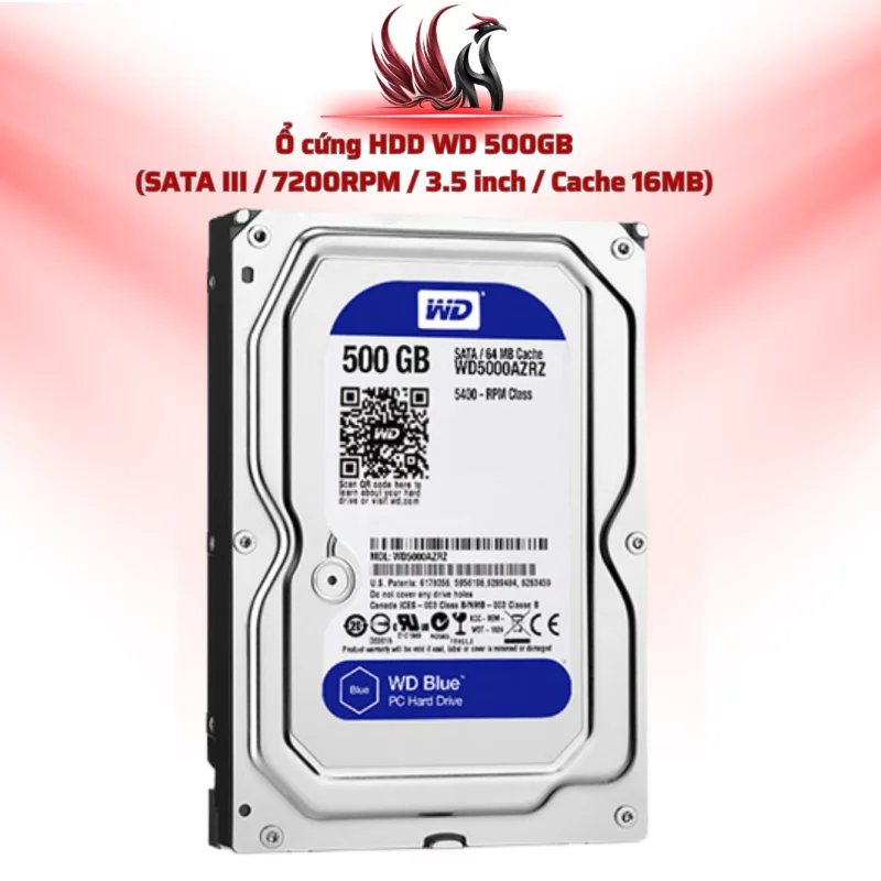 Ổ Cứng HDD WD 500GB Chính Hãng – SATA III 3.5 inch Cho PC Văn Phòng & Lưu Trữ | HOCO STORE PC