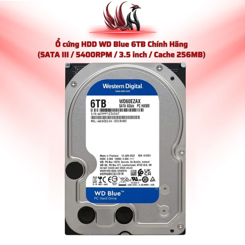 Ổ Cứng HDD Western Digital Blue 6TB Chính Hãng – SATA III 3.5 inch Dung Lượng Lớn Cho PC | HOCO STORE PC