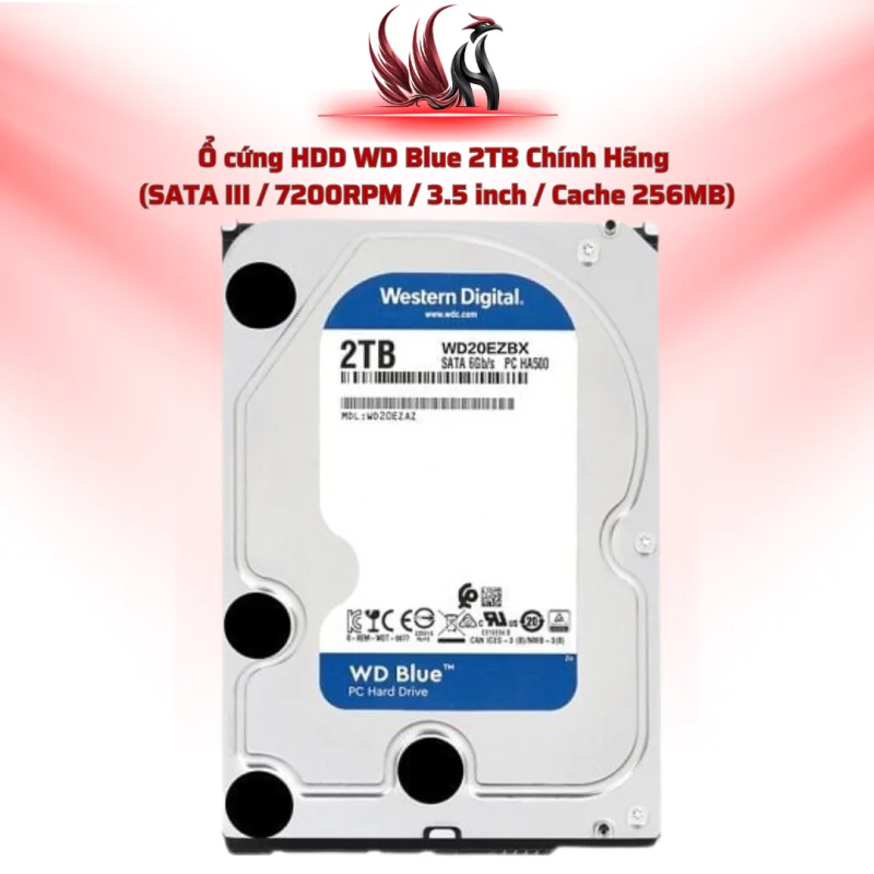 Ổ Cứng HDD Western Digital Blue 2TB Chính Hãng – SATA III 3.5 inch 7200RPM Cho PC | HOCO STORE PC