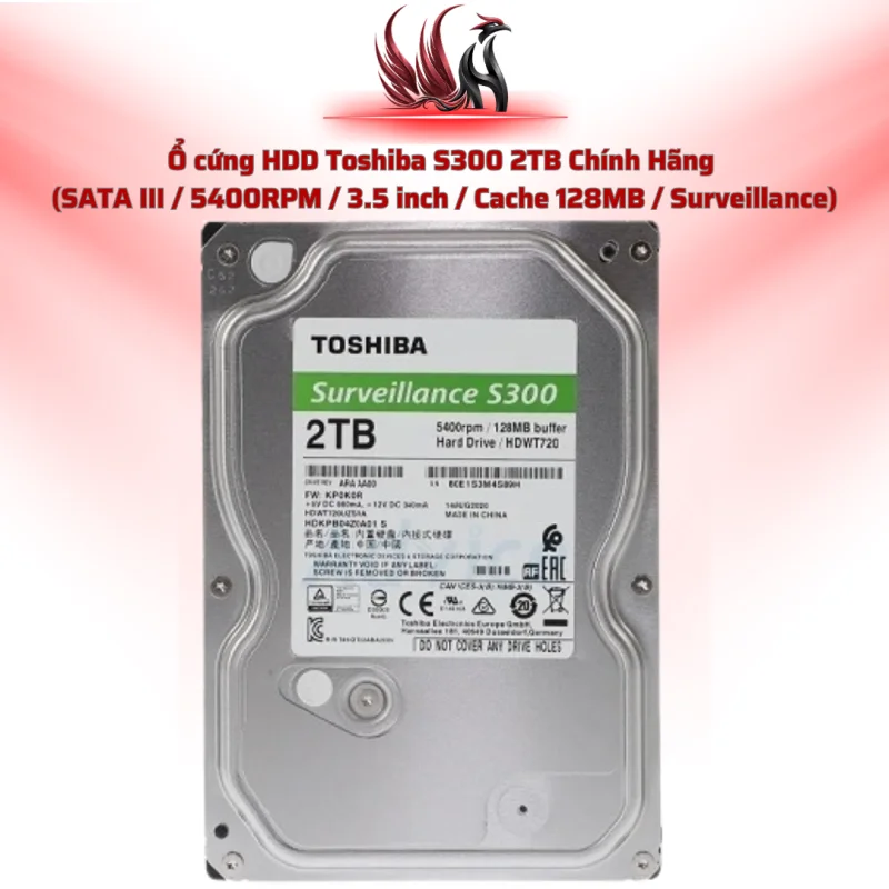 Ổ Cứng HDD Toshiba S300 2TB Chính Hãng – SATA III 3.5 inch Chuyên Camera Giám Sát 24/7 | HOCO STORE PC