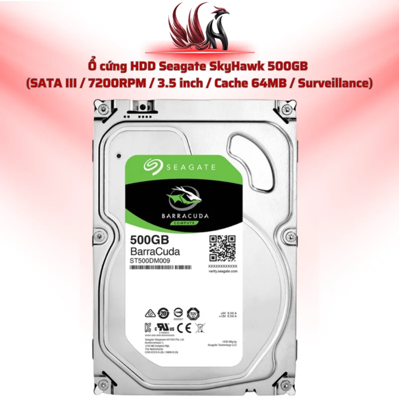 Ổ Cứng HDD Seagate SkyHawk 500GB – SATA III 3.5 inch Chuyên Camera Giám Sát 24/7 | HOCO STORE PC
