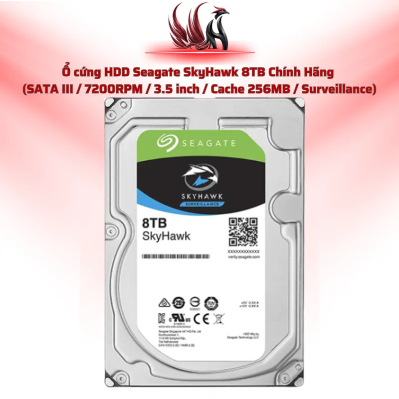 Ổ Cứng HDD Seagate SkyHawk 8TB Chính Hãng – SATA III 3.5 inch Chuyên Camera Giám Sát 24/7 | HOCO STORE PC