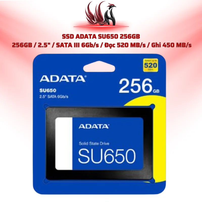 SSD ADATA SU650 256GB  256GB / 2.5" / SATA III 6Gb/s / Đọc 520 MB/s / Ghi 450 MB/s | HOCO STORE PC