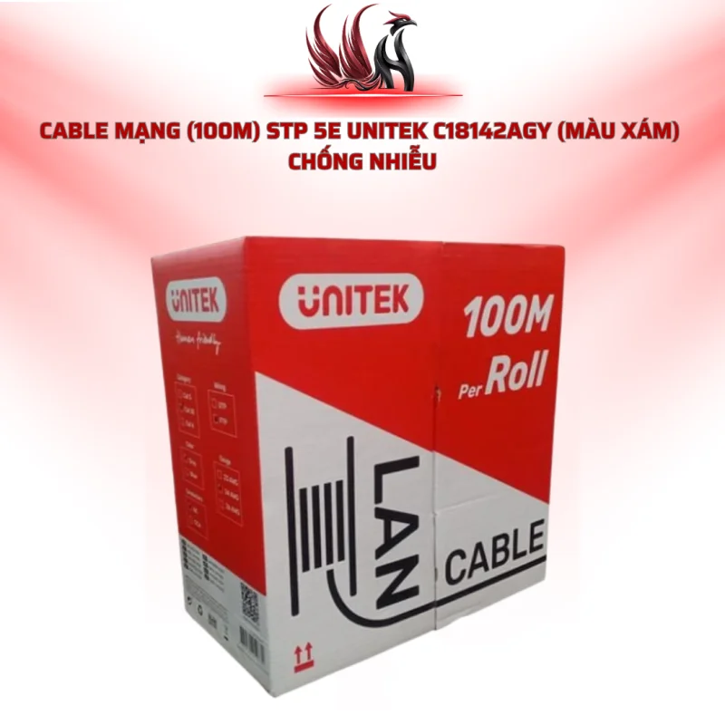 Cáp Mạng UNITEK C18142AGY CAT5E STP Chống Nhiễu 100M Màu Xám | HOCO STORE PC