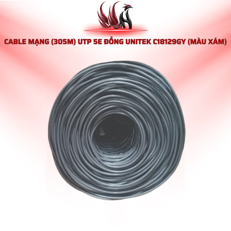 Cáp Mạng UNITEK C18129GY CAT5E UTP Lõi Đồng 305M Màu Xám | HOCO STORE PC