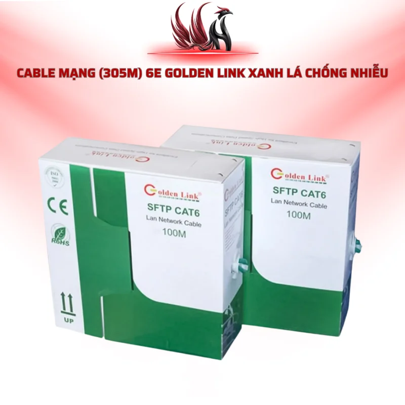 Cáp Mạng GOLDEN LINK CAT6 FTP 305M Xanh Lá Chống Nhiễu Chính Hãng Cho LAN Và Camera IP | HOCO STORE PC