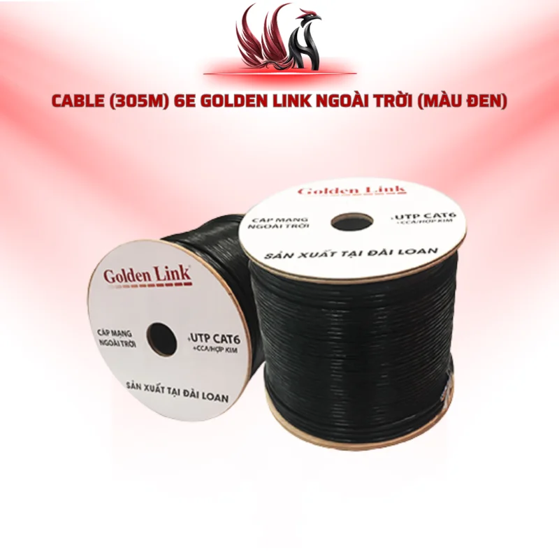 Cáp Mạng GOLDEN LINK CAT6 UTP 305M Ngoài Trời Màu Đen Chính Hãng Cho LAN Và Camera IP | HOCO STORE PC