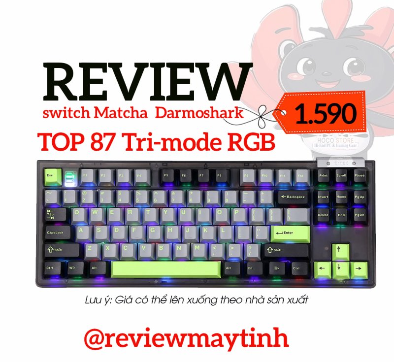 Review Bàn Phím Darmoshark TOP 87 Tri-mode RGB Đáng Mua Không
