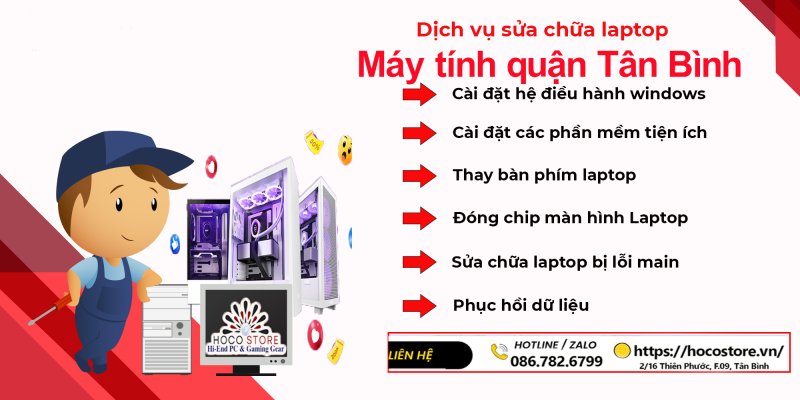Sửa chữa laptop máy tính bàn lấy liền đường Âu Cơ quận Tân Bình